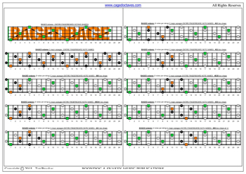 BAGED octaves C major arpeggio (3nps) box shapes : fretboard notes